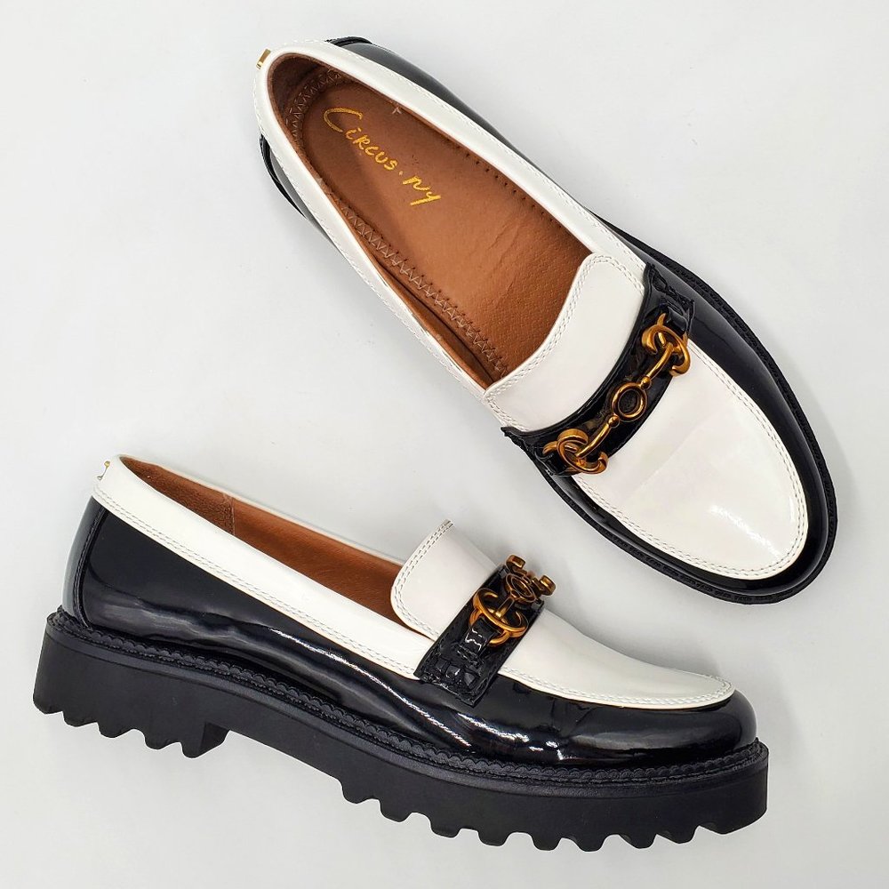 Circus NY by Sam Edelman Black & White Patent Platform Loafers - Picture 1 of 16